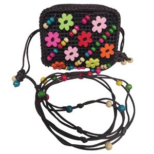 Beaded Flower Mini Bag‎ Crossbody Purse Festival Hippie Boho Y2K